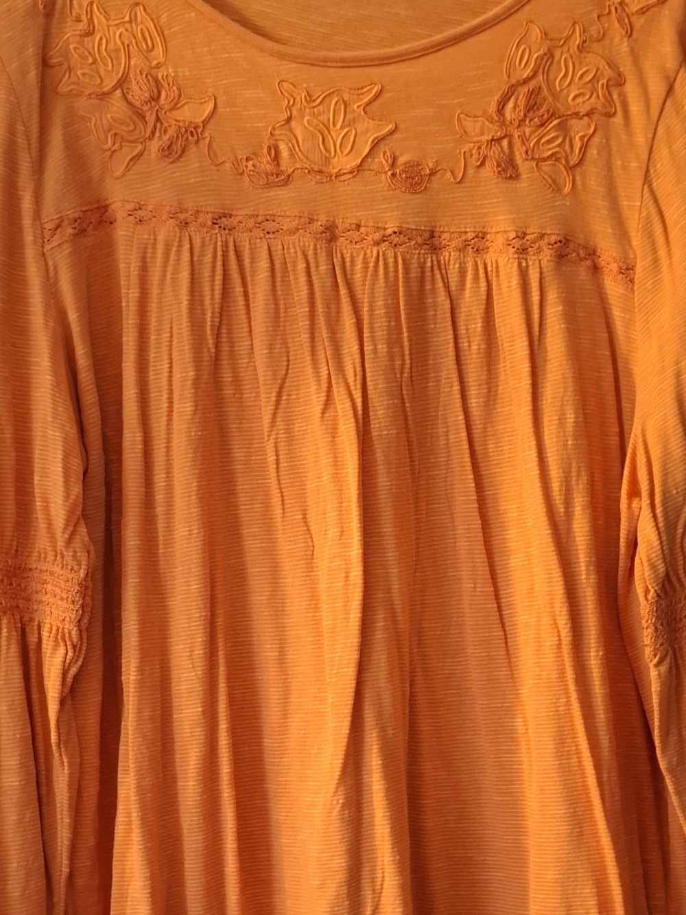 Vintage America Orange Embroidered Peasant Tunic Top - Picture 4 of 5